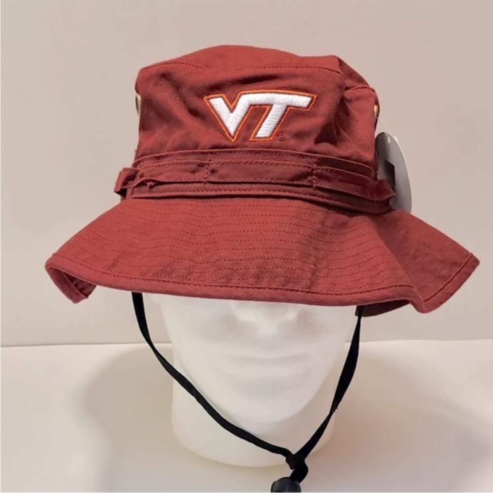 NWT Virginia Tech Hokies Boonie Bucket Hat Lightweight Vented Burgundy Logo
